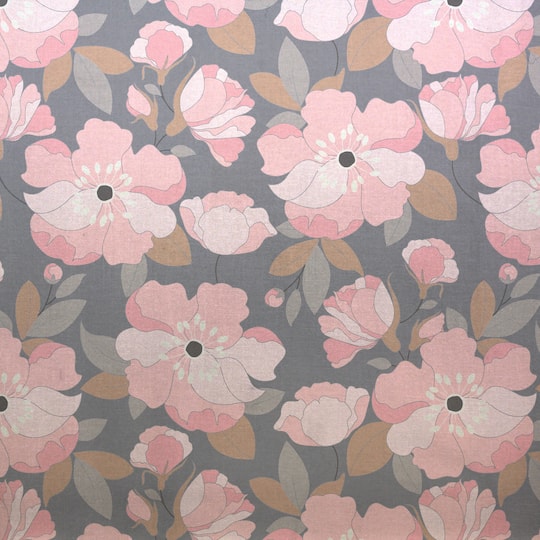 Camelot Fabrics With Love Gray Petals Cotton Fabric